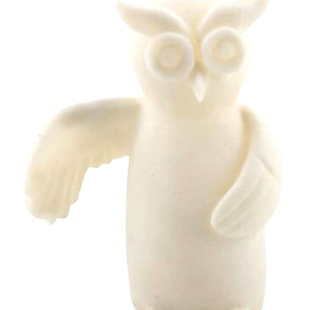 Sandstone White Owl Pot Sitter, Color Change Runs on batteries, W/Timer New